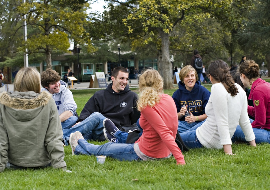 Students talking.