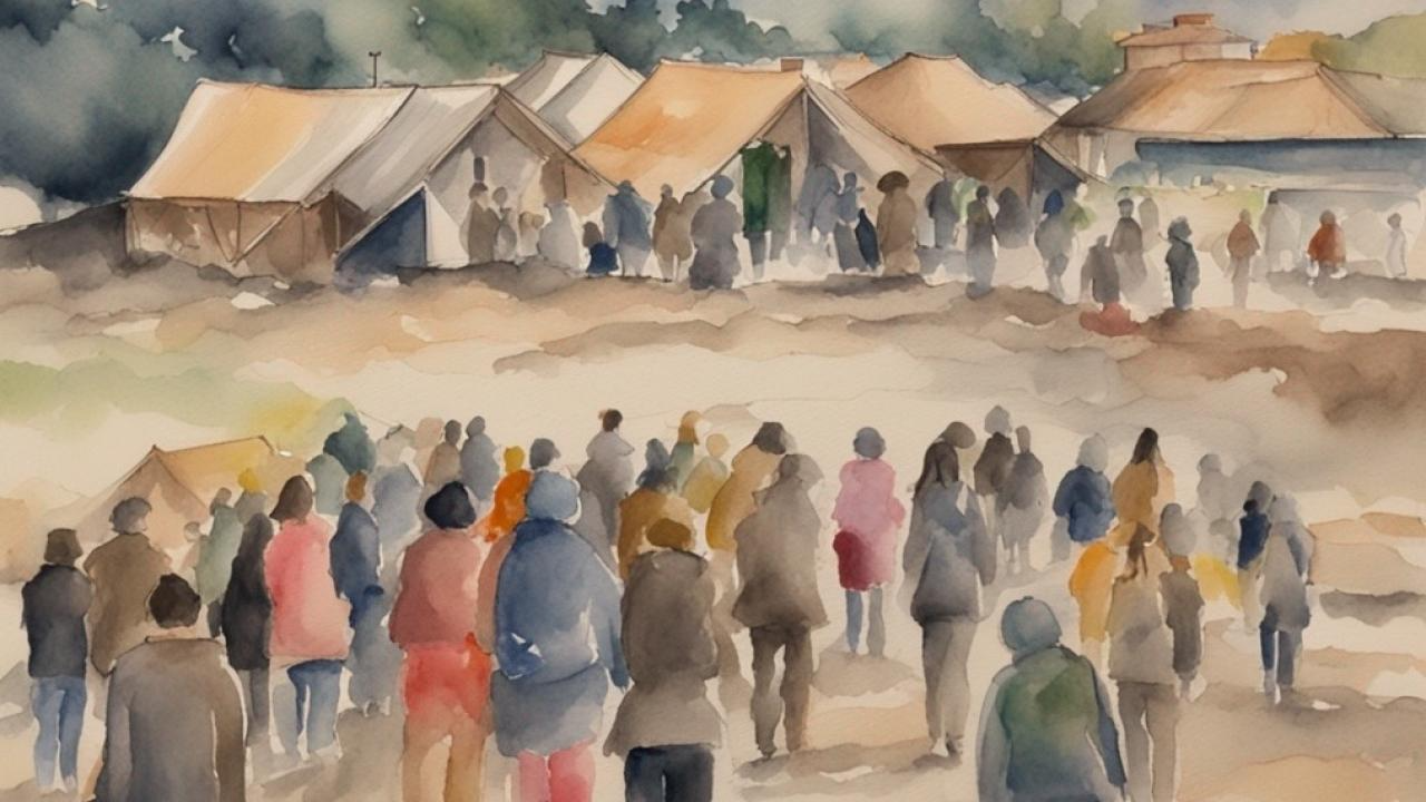 Watercolor Photo of Village