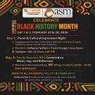 Black History Month event flyer with dates, activities, and location details.