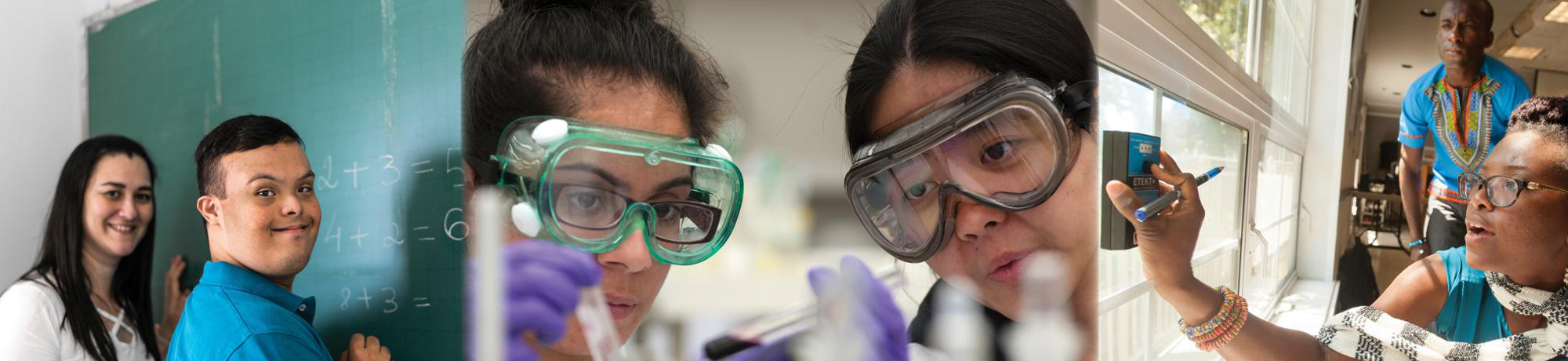 photo collage shows students doing research